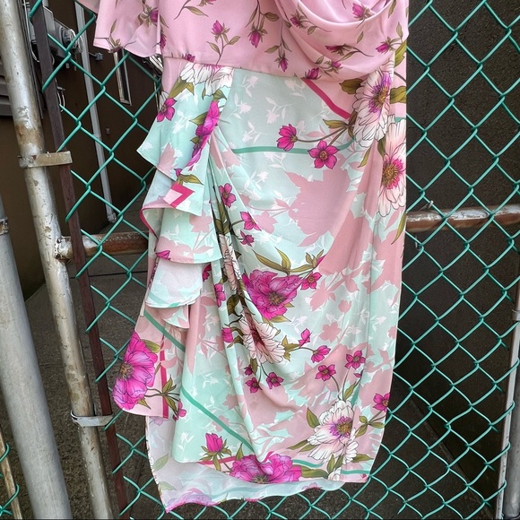 Belle Badgley Mischka Opal Floral One Shoulder Dress - Picture 7 of 14